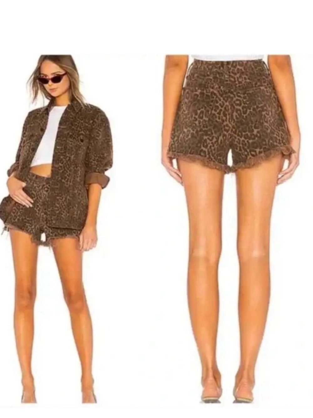 Denim x Alexander Wang Women's Bite Leopard Print Denim Shorts
